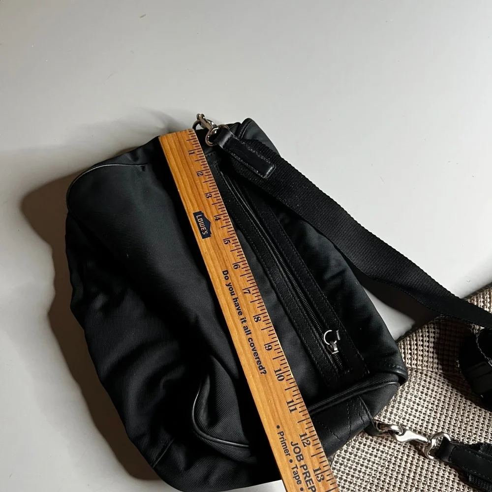 Coach Hamptons Messenger Bag Black Twill Leather Crossbody 7425